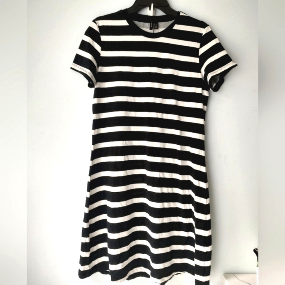 Vero Moda Black and White Striped Short Sleeve  Dress Size XL